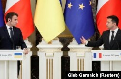 Conferința de presă comună Macron - Zelenski, după întâlnirea celor doi lideri, de marți, de la Kiev