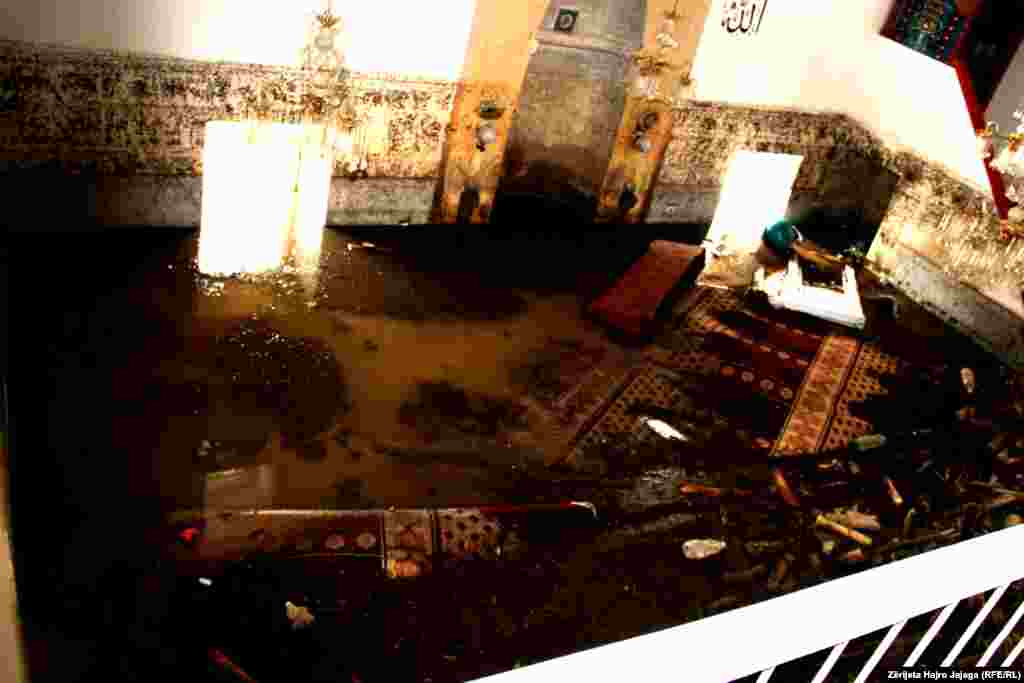 Inside the mosque, also damaged by the flood