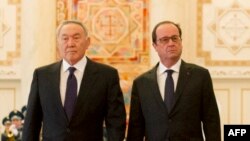 Қазақстан президенті Нұрсқлтан Назарбаев пен Франция президекнті Франсуа Олланд. Астана, 5 желтоқсан 2014 жыл.