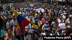 Foto nga njëra prej protestave të opozitës në venezuelë