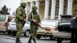 Crimea - Armed Russian soldier at Simferopol airport, 28Feb2014