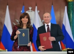 Владимир Путин и Кристина Киршнер в Кремле. 23 апреля 2015 года