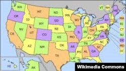 Американские штаты на карте.