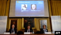 Объявление лауреатов Нобелевской премии по физике за работу по теории бозона Хиггса, также называемом «частица Бога». Премию разделили Питер Хиггс из Британии и Франсуа Энглерт из Бельгии.