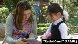 Tajikistan -- Mumtoz, 9 year old, form Dushanbe with her mother Shahnoz Komilzoda, 27Apr2016