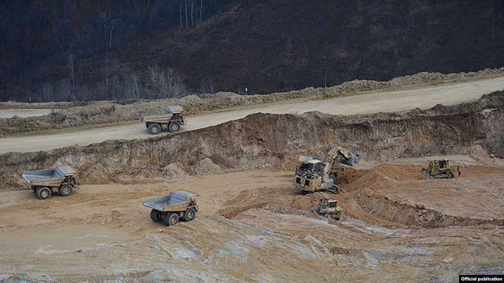 Armenia - Open-pit mining at Teghut copper deposit, 20Dec2014.