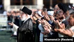 Iranian Supreme Leader Ayatollah Ali Khamenei performs Eid al-Fitr prayers marking the end of the fasting month of Ramadan in Tehran,June 5, 2019