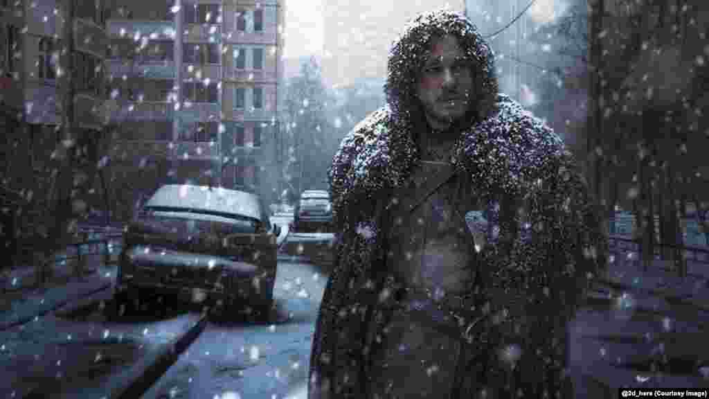 Winter is...here. Jon Snow from Game of Thrones. 