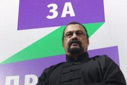 U.S. film star and martial artist Steven Seagal attends the launch of the Russian nationalist For Truth political party.