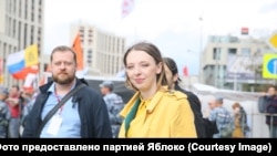Анастасия Брюханова на митинге в Москве 20 июля 2019 года