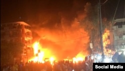Пожар, возникший после взрывов в районе Каррада
