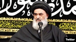 Ayatollah Seyed Sadiq Hussaini Shirazi, a controcercial Qom-based cleric known for refusing to acknowledge Khamenei's religious and political authority. Undated Photo. 