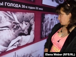 A woman visits a museum in central Kazakhstan dedicated to the subject of Stalin-era prison camps. (file photo)