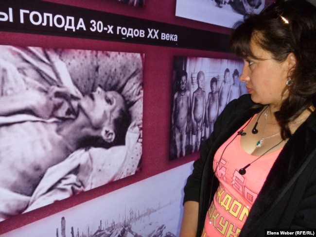 A woman visits a museum in central Kazakhstan dedicated to the subject of Stalin-era prison camps. (file photo)