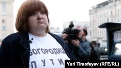 Адвокат Виолетта Волкова во время акции в защиту 31-й статьи Конституции. 31 августа 2012 года