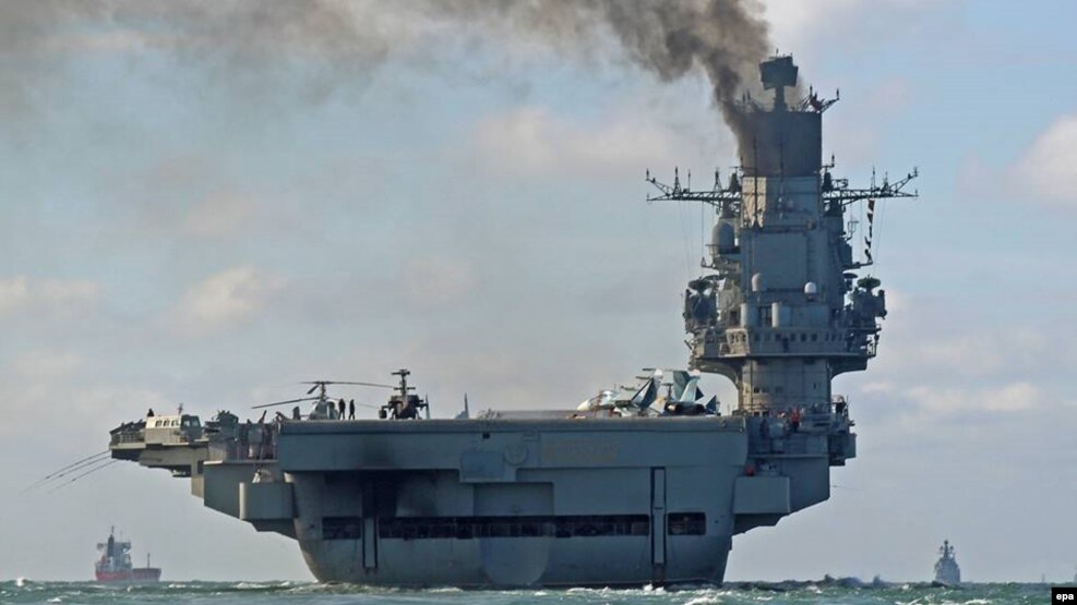 The Russian aircraft carrier the Admiral Kuznetsov and other ships in Russia's fleet will reportedly begin the withdrawal from Syria. (file photo)