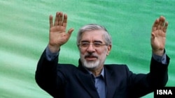 Opposition leader Mir Hossein Musavi campaigning a month before the bitterly disputed June 2009 election.