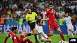 Матч между сборными Ирана и Испании на чемпионате мира по футболу. Казань, 20 июня 2018 года.