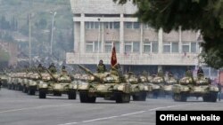 Nagorno-Karabakh - A military parade in Stepanakert.