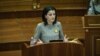Kosovo: Vasfije Krasniqi-Goodman speaks at the Parliament of Kosovo