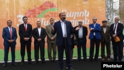 Armenia - Yerevan Mayor Taron Markarian speaks at an election campaign rally in Erebuni district, 21Apr2017.