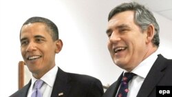 U.S. President Barack Obama with British Prime Minister Gordon Brown 