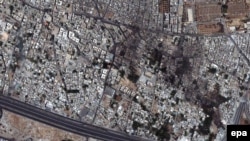 A satellite image shows a general view of the Qabun neighborhood in Damascus on July 18.