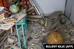 Разрушенная ударом российской ракеты школа в селе Зеленый Гай, Николаевская область, 1 апреля 2022 года