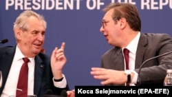 Președintele ceh Milos Zeman și omologul sârb Alexandr Vucic, Belgrad, 11 septembrie 2019 