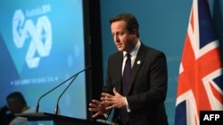 Прем’єр-міністр Великої Британії Дейвід Камерон на прес-конференції за підсумками саміту «Групи двадцяти», Брісбен, Австралія, 16 листопада 2014 року