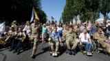 UKRAINE -- Disabled Ukrainian war veterans march down Kyiv's main street during celebration of the Ukrainian Independence Day, Kyiv, August 24, 2019