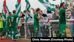 Сборная Абхазии по футболу на чемпионе мира по версии ConIFA в Лондоне, 1 июня 2018 г.
