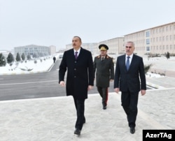 Azerbaijani President Ilham Aliyev and then leader Vasif Talibov in Naxcivan in January 2017