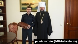Глава Православной церкви Украины Епифаний и новоизбранный президент Украины Владимир Зеленский. Киев, 30 апреля 2019 года