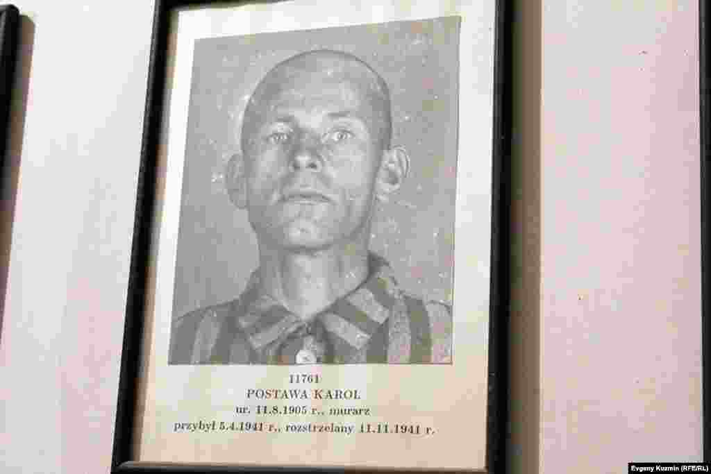 تصویر یکی از زندانیان بر دیوار اردوگاه آشوویتز
