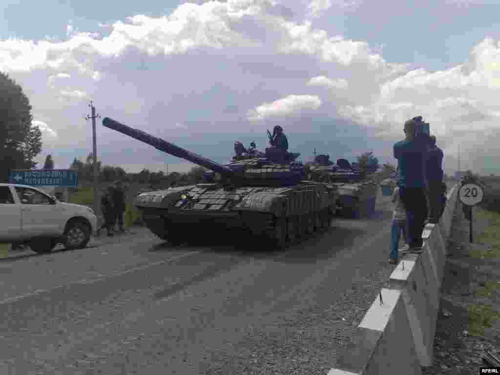 Tanks in Gori, South Ossetia. - During the August 2008 Russo-Georgian War, RFE/RL's coverage was among the most complete.