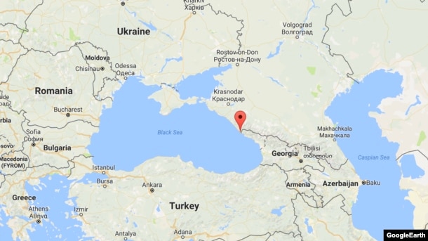 The plane crashed shortly after taking off from Sochi on the Black Sea (marked on map) where it had stopped for refuelling.