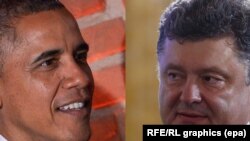 Президент США Барак Обама (слева) и президент Украины Петр Порошенко. 