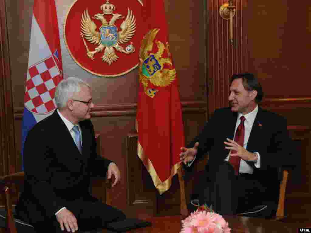 Josipović je rano prijepodne razgovarao s predsjednikom crnogorske skupštine Rankom Krivokapićem, 01.07.2010. Foto: Savo Prelević