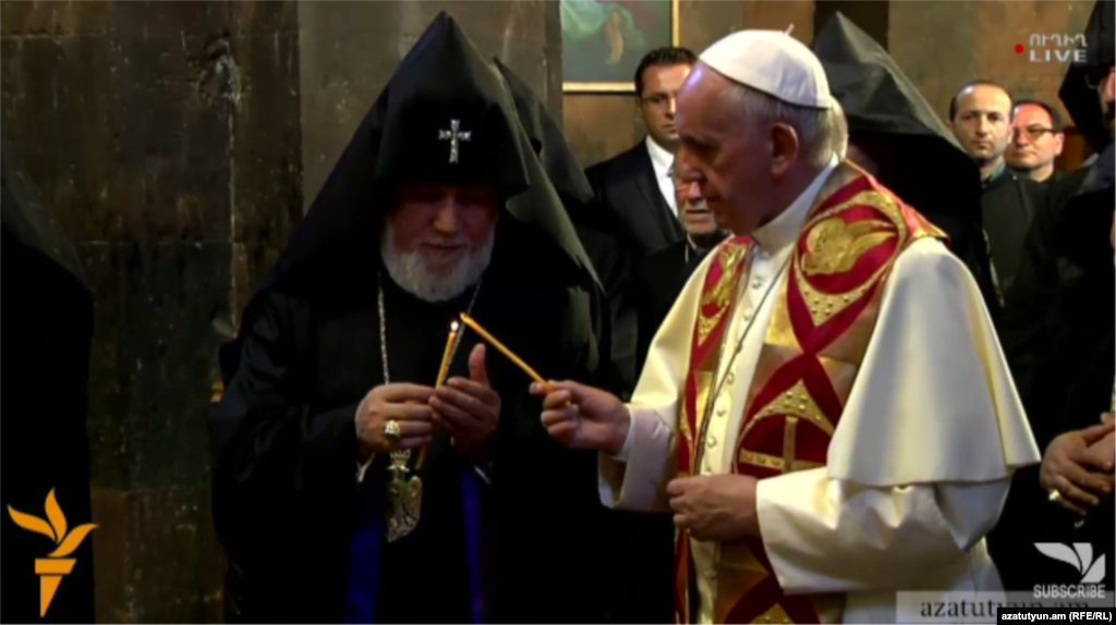 Armenia - Gagregin B and Pope Francis in Khor Virap, 26 Jun, 2016