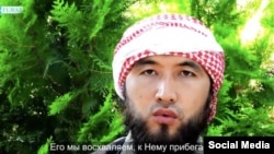 A screen grab from an Islamic State recruitment video targeting Muslims in Kyrgyzstan posted in July 2015 titled A Missive To The People Of Kyrgyzstan.