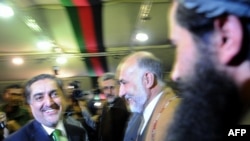 Abdullah Abdullah greets supporters during a gathering in Kabul on November 1.