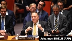 U.S. Secretary of State Mike Pompeo at a UN Security Council meeting on August 20