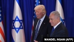 Дональд Трамп и премьер министр Израиля Беньямин Нетаньяху на совместной пресс-конфренции в Иерусалиме