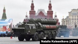 One of Russia's S-400 surface-to-air missile systems parades through Red Square during the Victory Day military parade in Moscow on May 9.