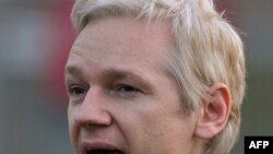 U.K. -- WikiLeaks founder Julian Assange addresses the media outside Belmarsh Magistrates' Court, in south-east London, on February 7, 2011.