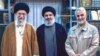 An image published on Ali Khamenei’s official website on September 25, 2019 showing Khamenei, the Iranian supreme leader, left, alongside Hezbollah chief Hassan Nasrallah, center, and late Qassem Soleimani.