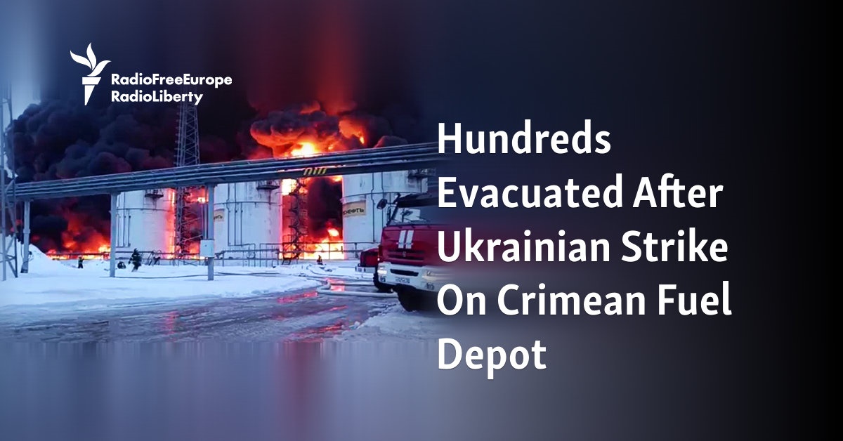 A fire broke out as a result of an ATS strike on the largest fuel warehouse in Crimea