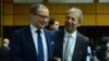 Former IAEA Deputy Director General and Head of the Department of Safeguards Tero Varjoranta (L) and his successor Massimo Aparo at 1425th Board of Governors Meeting. IAEA, Vienna, Austria, 15 December 2015.