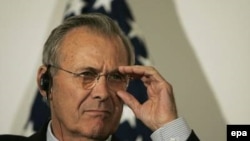 Donald Rumsfeld, possibly listening to latest "Blender" podcast.